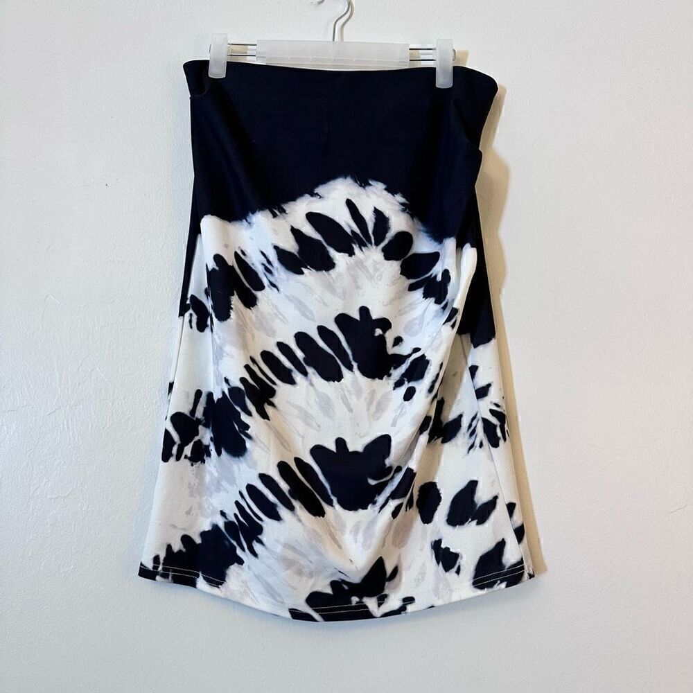 Grace Karin Womens Midi Pencil Skirt Abstract Pattern Back Zipper Black White XL